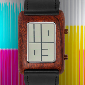 Stencil Wood LCD Watch