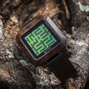 Maze Wood LCD Watch