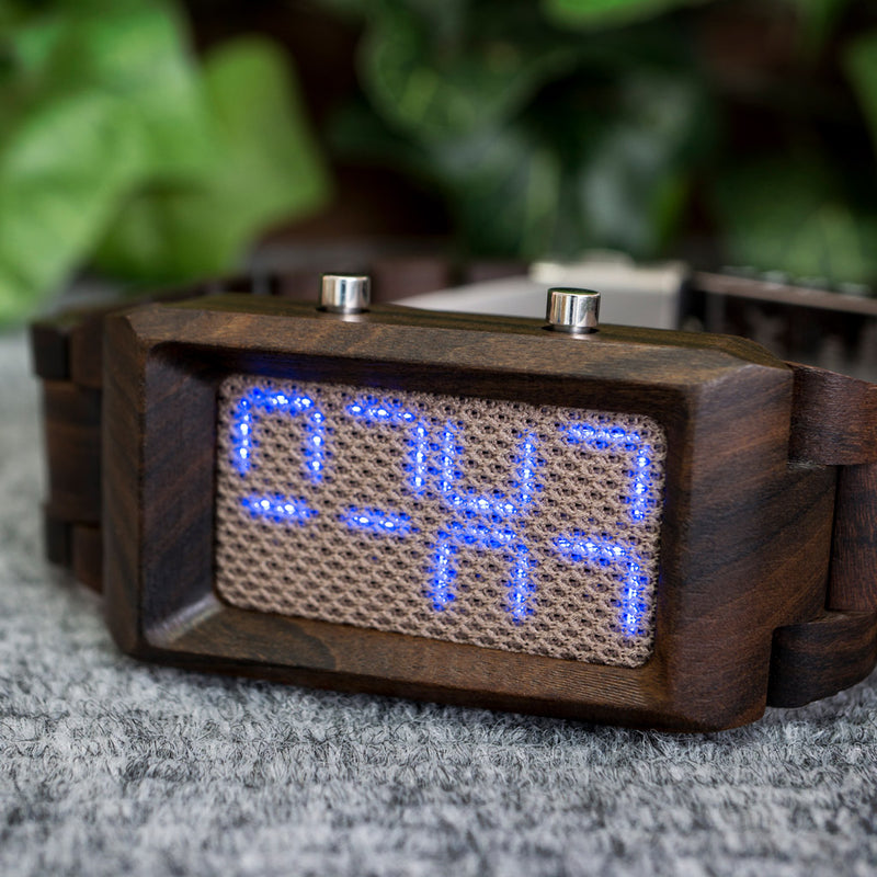 Digital LED Watch | Sequence Wood Mesh | Tokyoflash Japan