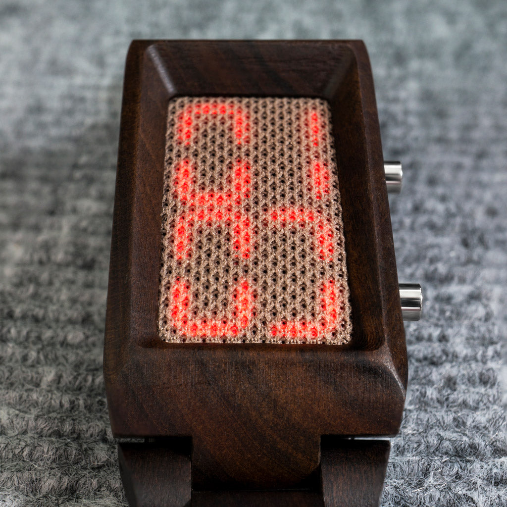Digital LED Watch | Sequence Wood Mesh | Tokyoflash Japan