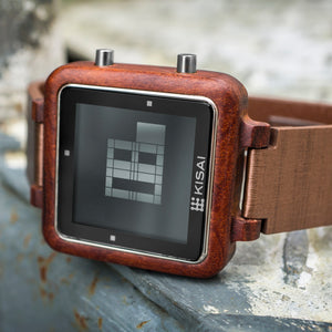 Logo Wood Binary LCD Watch