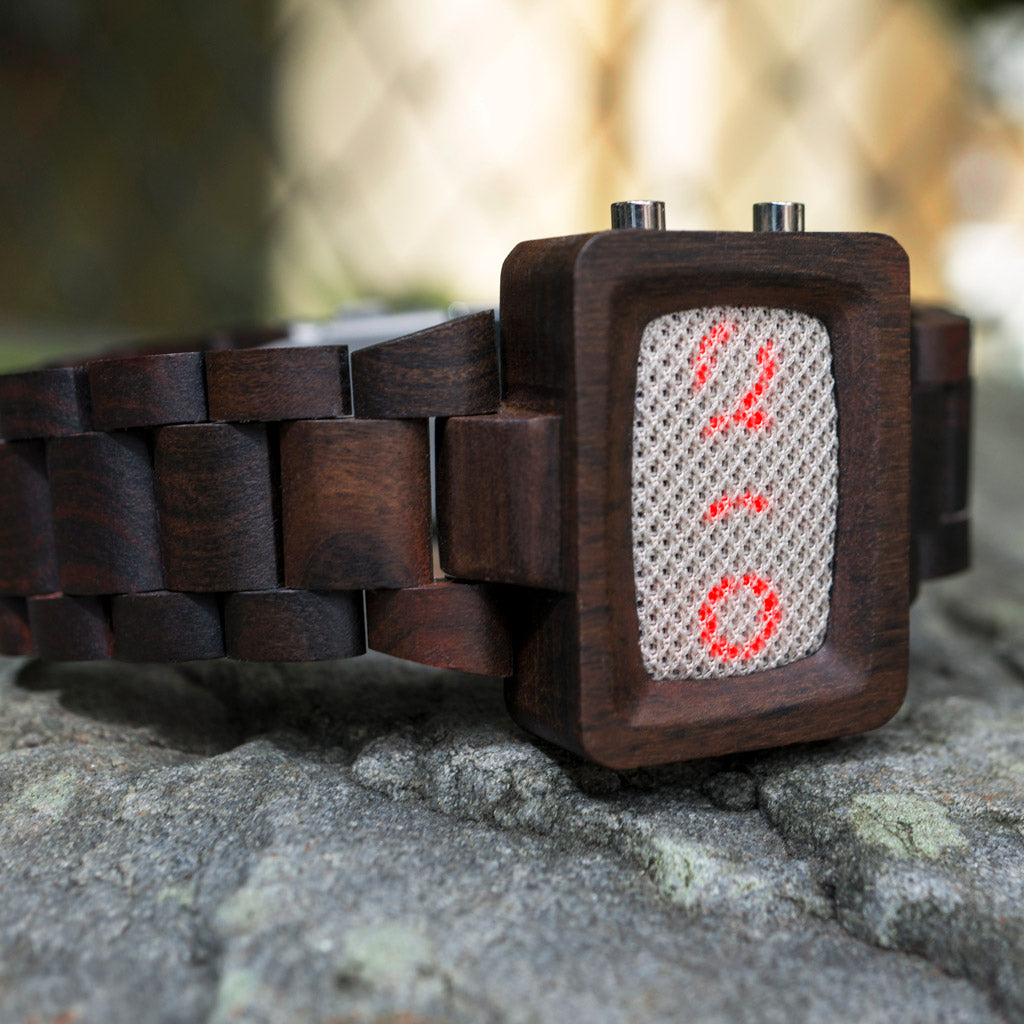 Unique Digital Watch | Xtal Wood Mesh | Tokyoflash Japan